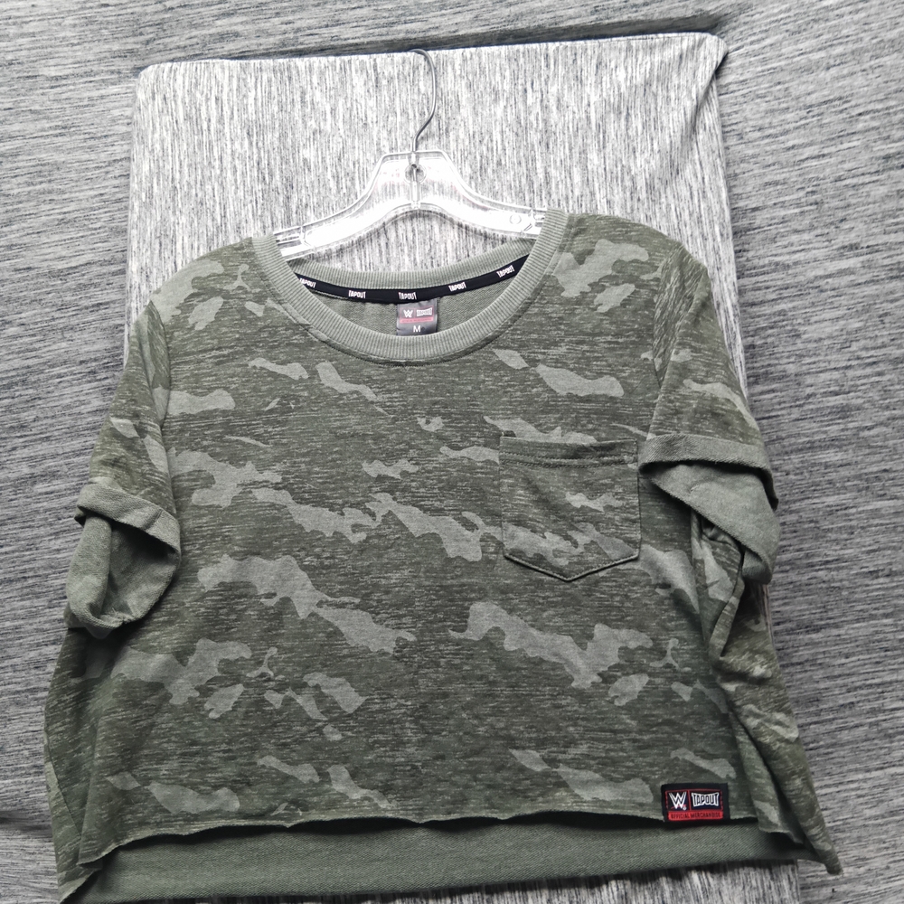 Green Camouflage Short Sleeve Tee with Crew Neck